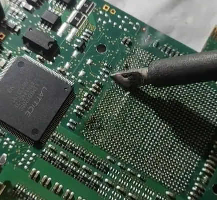 Remove residual solder on the BGA bottom pads and clean