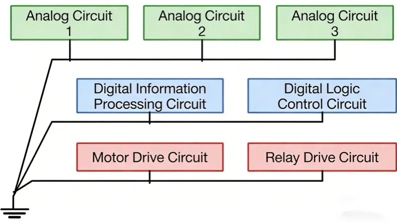 Mixed series and parallel single-point grounding