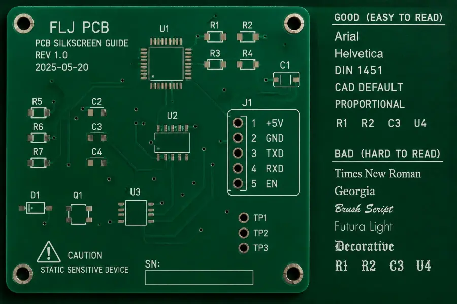 Best font style for PCB silkscreen