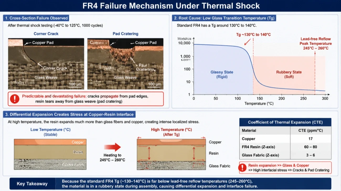 FR4 delamination and via barrel cracking microsection